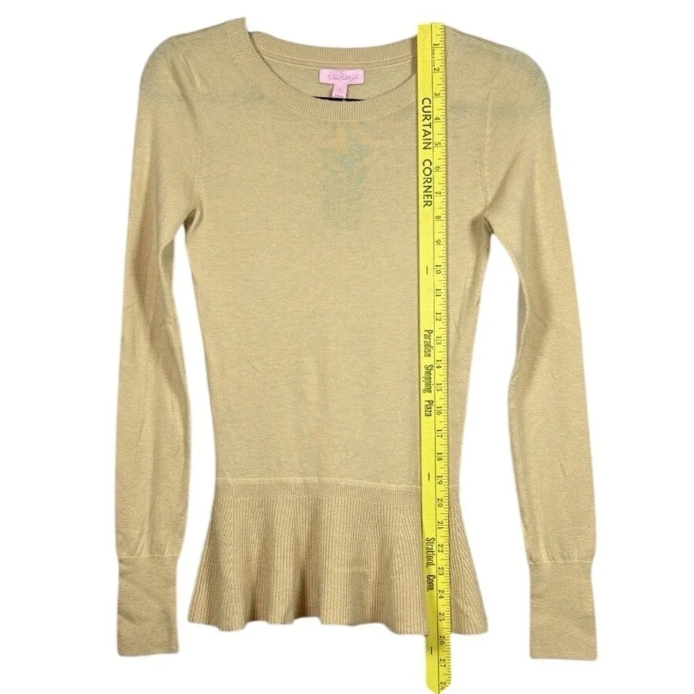 NWT Lilly Pulitzer Aurora Peplum, Wool Sweater, Almond, Sweater, Size Small